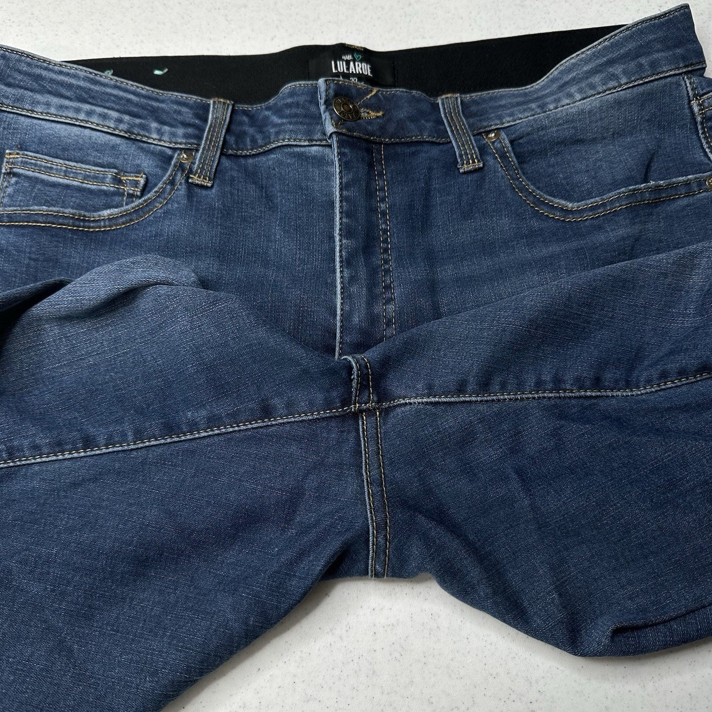 Lularoe Jeans Womens 32 US 14 Bootcut Blue Stretch Denim Tummy Panel Western EUC