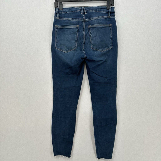 Good American Jeans Womens 8 29 Good Waist Crop Skinny Ankle Blue Denim Fray
