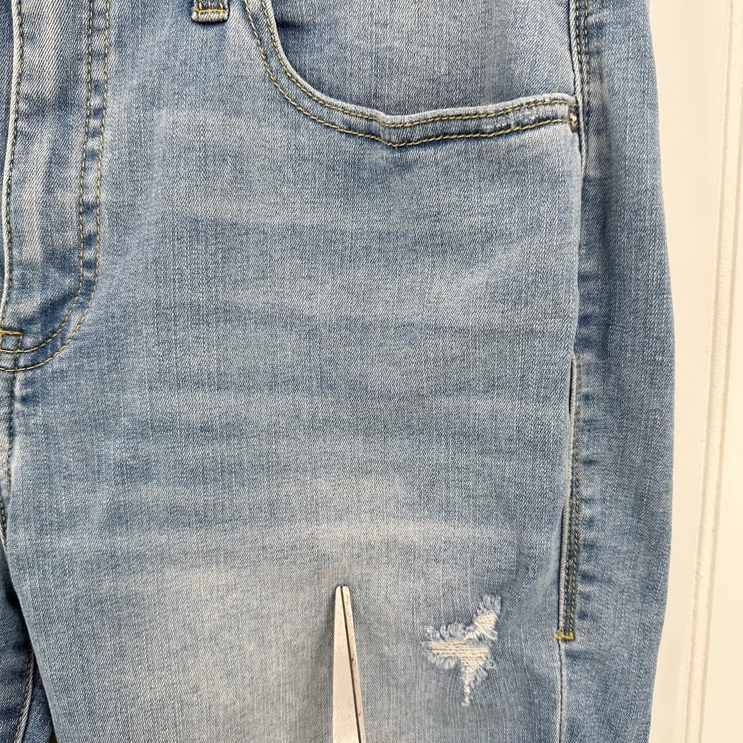 Lularoe Shorts 32 US 14 Skinny Bermuda Cuffed Blue Denim Tummy Panel *Spot