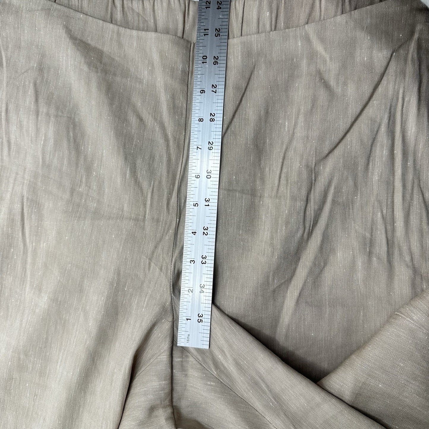 J Jill Pants Women XL Linen Blend Beige Tapered Ankle Coastal Beach Minimal NEW