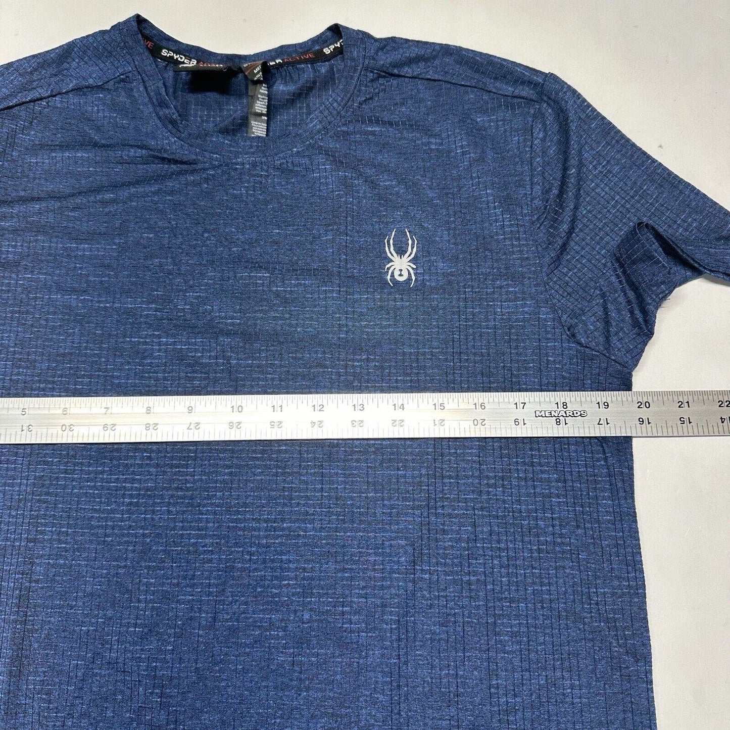 Spyder Active Shirt Mens Medium Blue Mesh Stretch Running Workout Lightweight