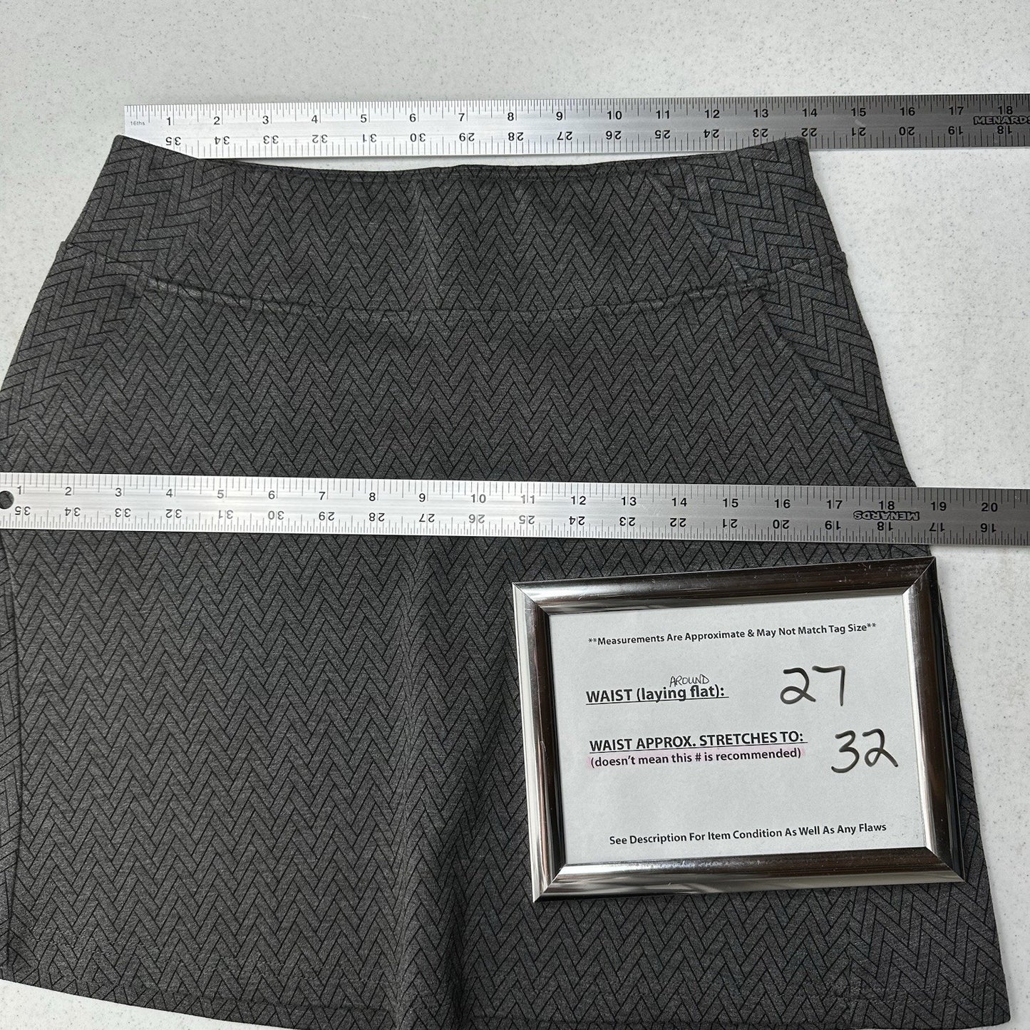 Title Nine Skirt Womens Small Passport Ponte Gray Herringbone Pockets Golf EUC