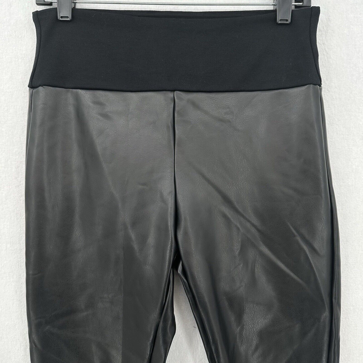 Spanx Leggings Womens Large Black Faux Leather Assets Pull On Pants Slimming EUC