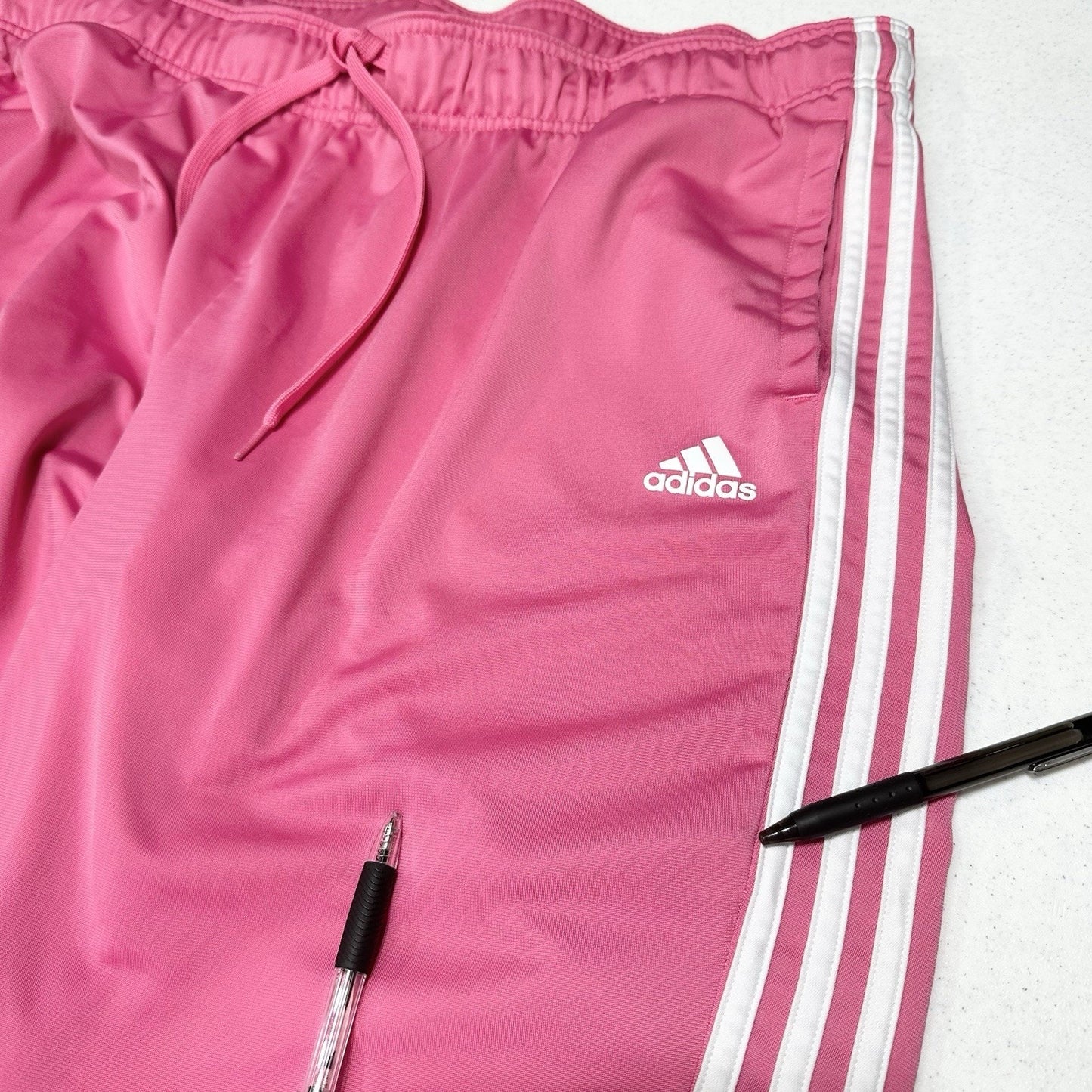 Adidas Pants Womens 3X Jogger Track Pant Bubblegum Pink Stripes Lounge Athletic