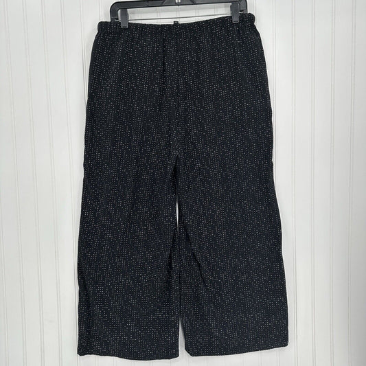 Eileen Fisher Pants Medium Wide Crop Black Polka Dot Pull On Tencel Coastal EUC