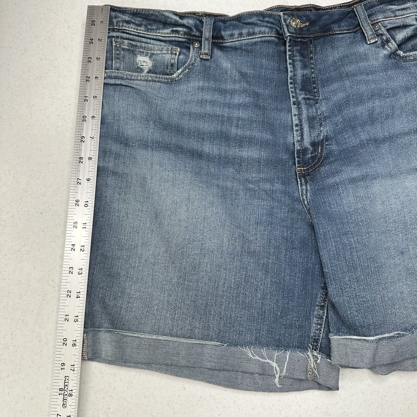 Silver Jean Shorts Womens 18 Sure Thing Long Short Blue Stretch Denim Bermuda