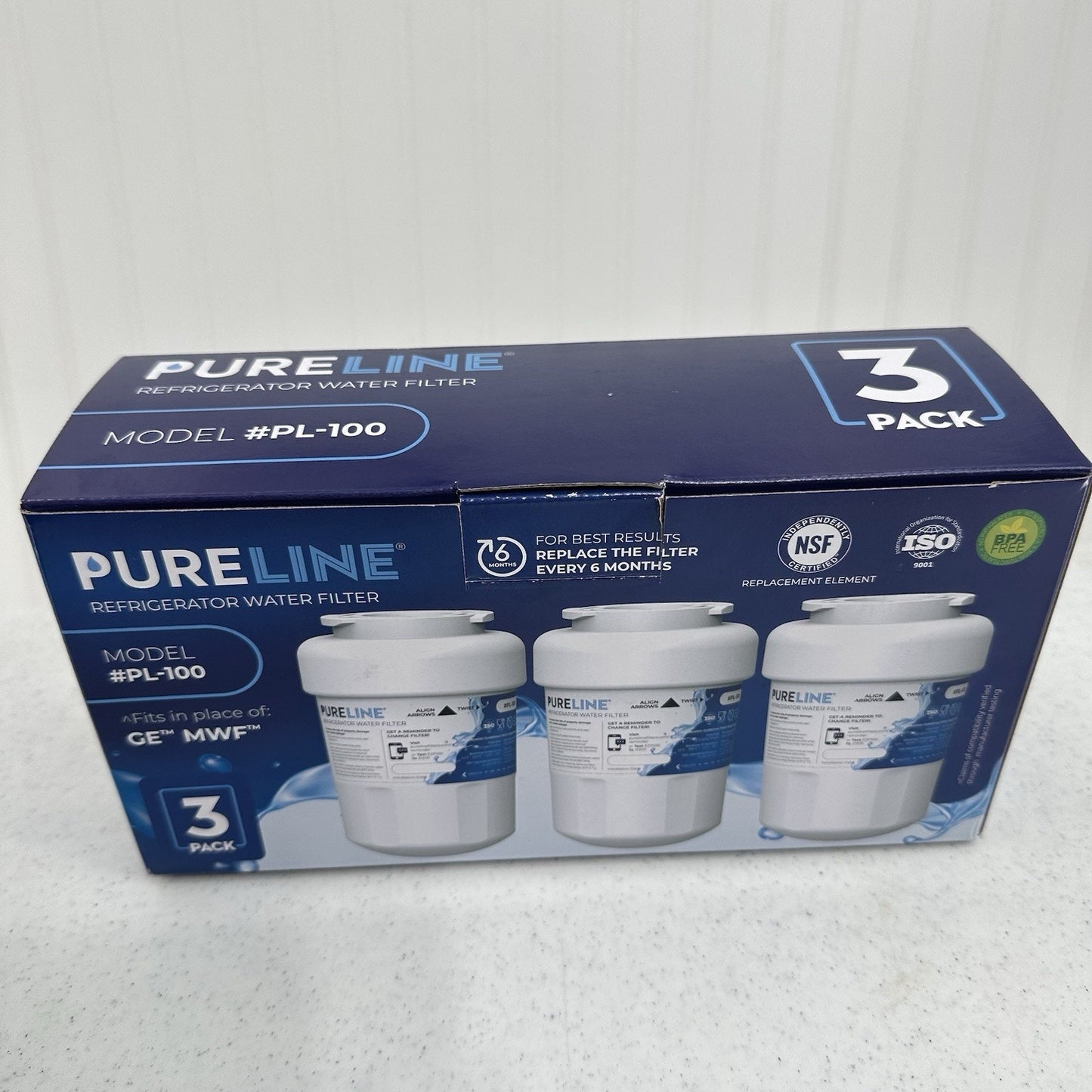 Pureline PL-100 Refrigerator Water Filter (3-Pack) New Sealed