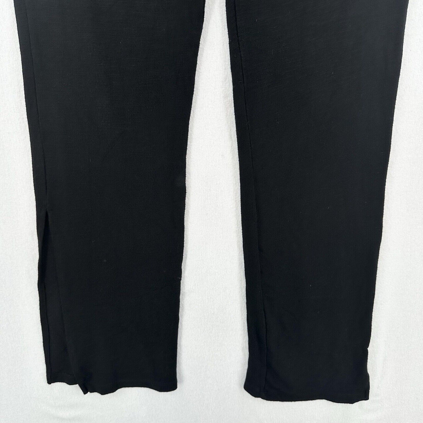 Monrow Pants Womens Small SuperSoft Straight Black Knit Pull On Split Hems Cozy