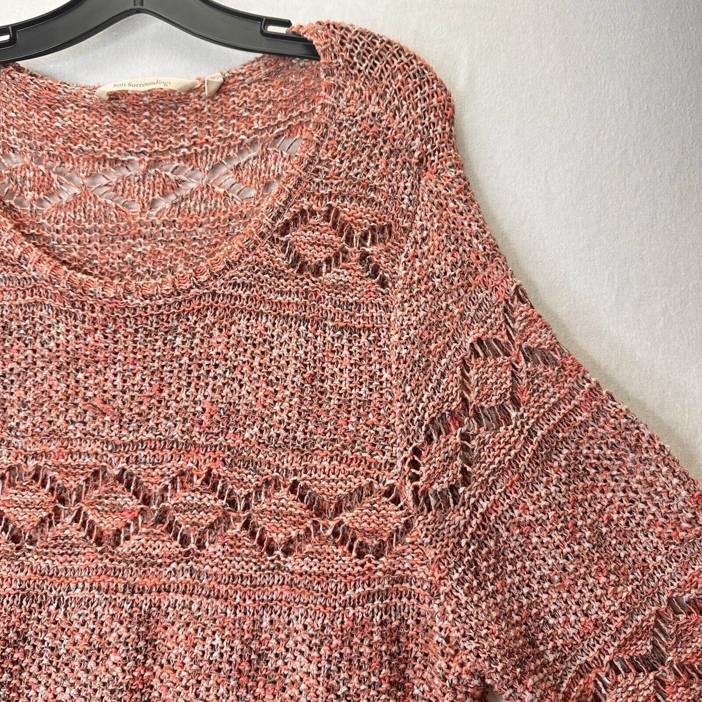 Soft Surroundings Sweater 1X Tunic Open Knit Orange Boho Top Coastal Cowgirl