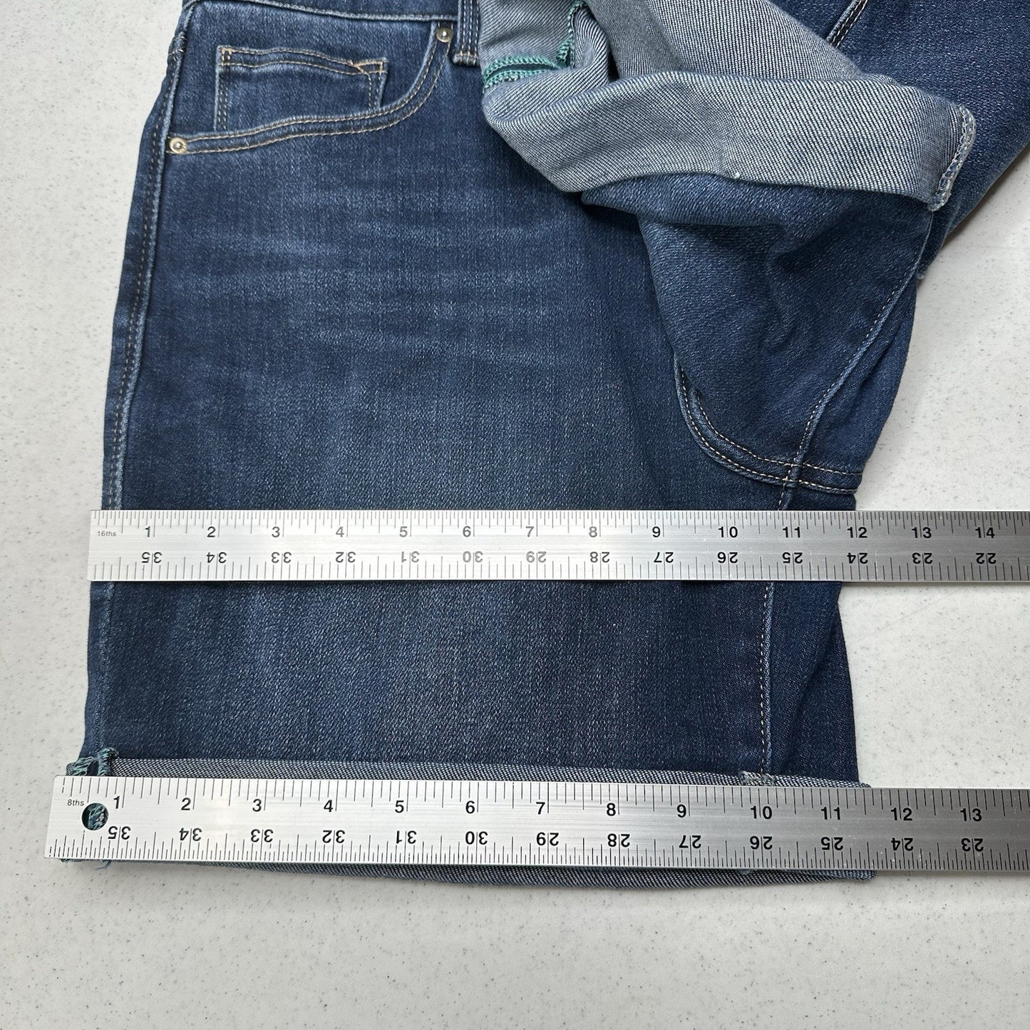 Lularoe Shorts Womens 32 US 14 Boyfriend Blue Relax Cuffed Denim Tummy Panel EUC
