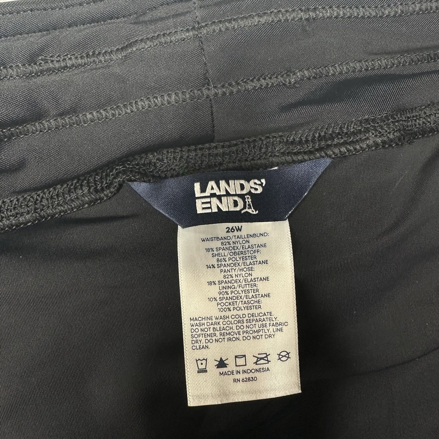 Lands End Swimwear Womens 26W Black Board Shorts w/Panty 11" Bermuda Beach NWOT