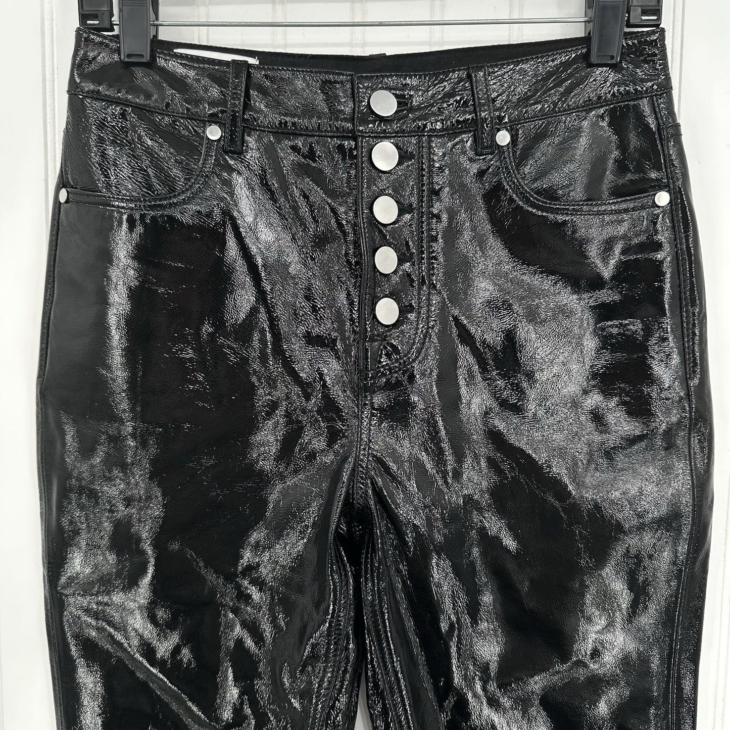 BLDWN Parker Leather Pants Womens 25 Straight Crop Black Genuine Leather EUC