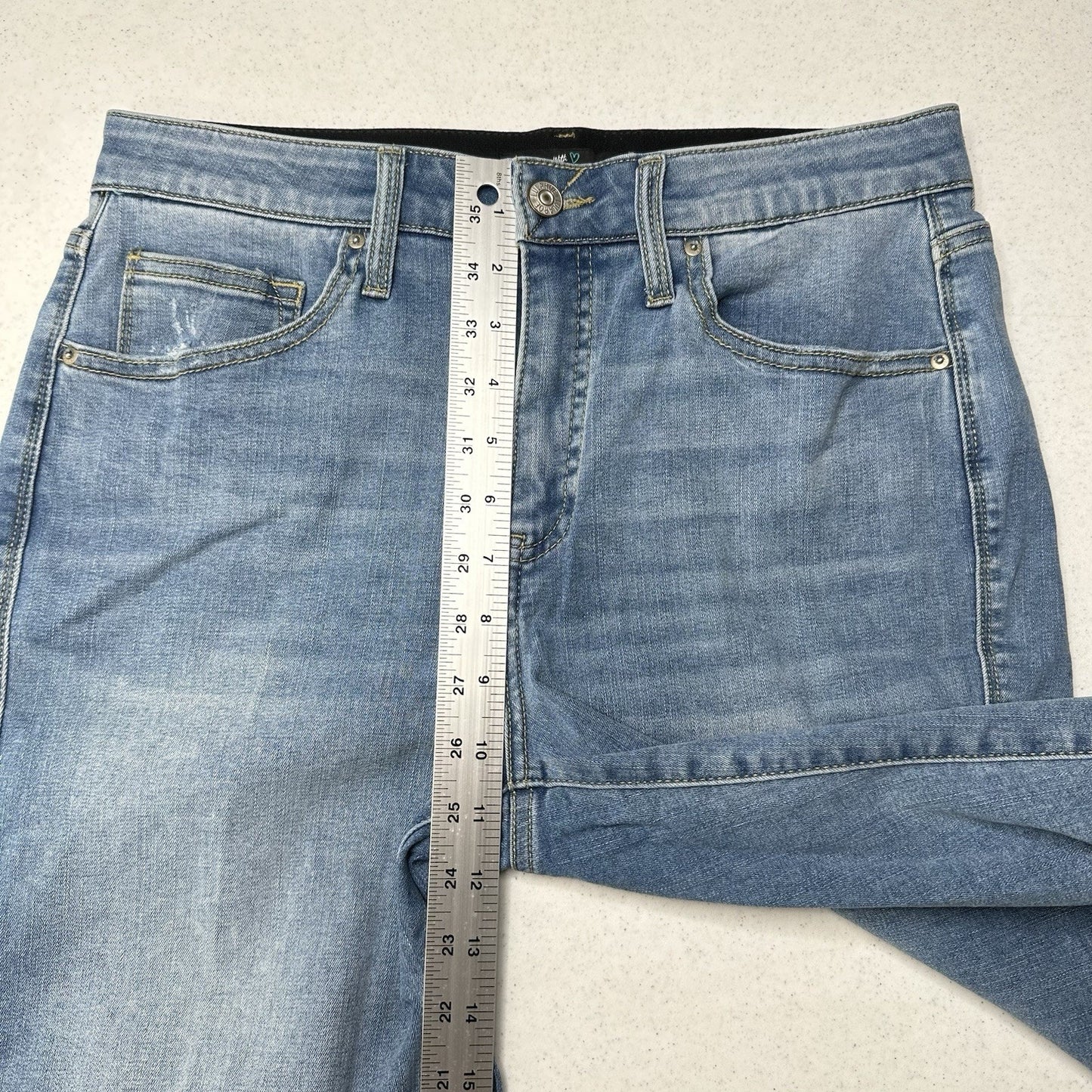 Lularoe Shorts 30 US 10 12 Skinny Bermuda Cuffed Blue Denim Tummy Panel EUC