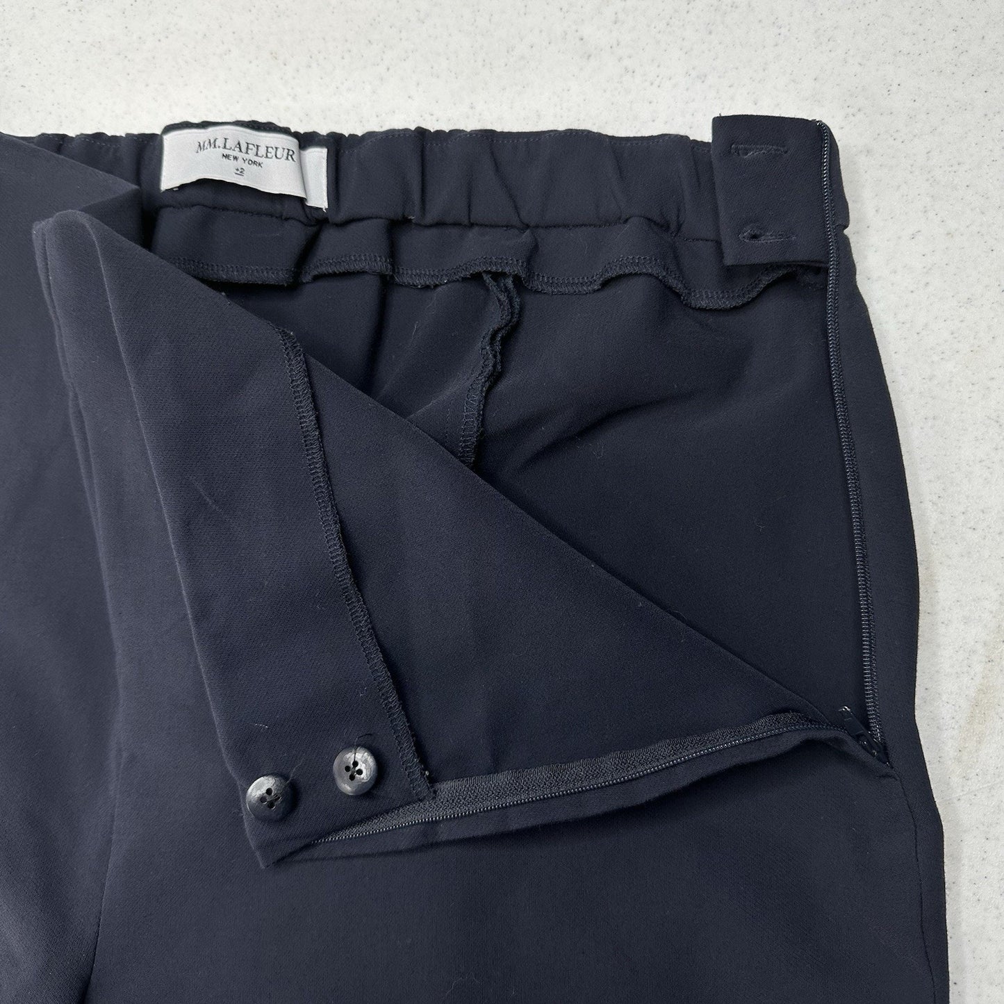 MM Lafleur Pants Womens +2 18 Straight Ankle Navy Blue Stretch Minimalist Career