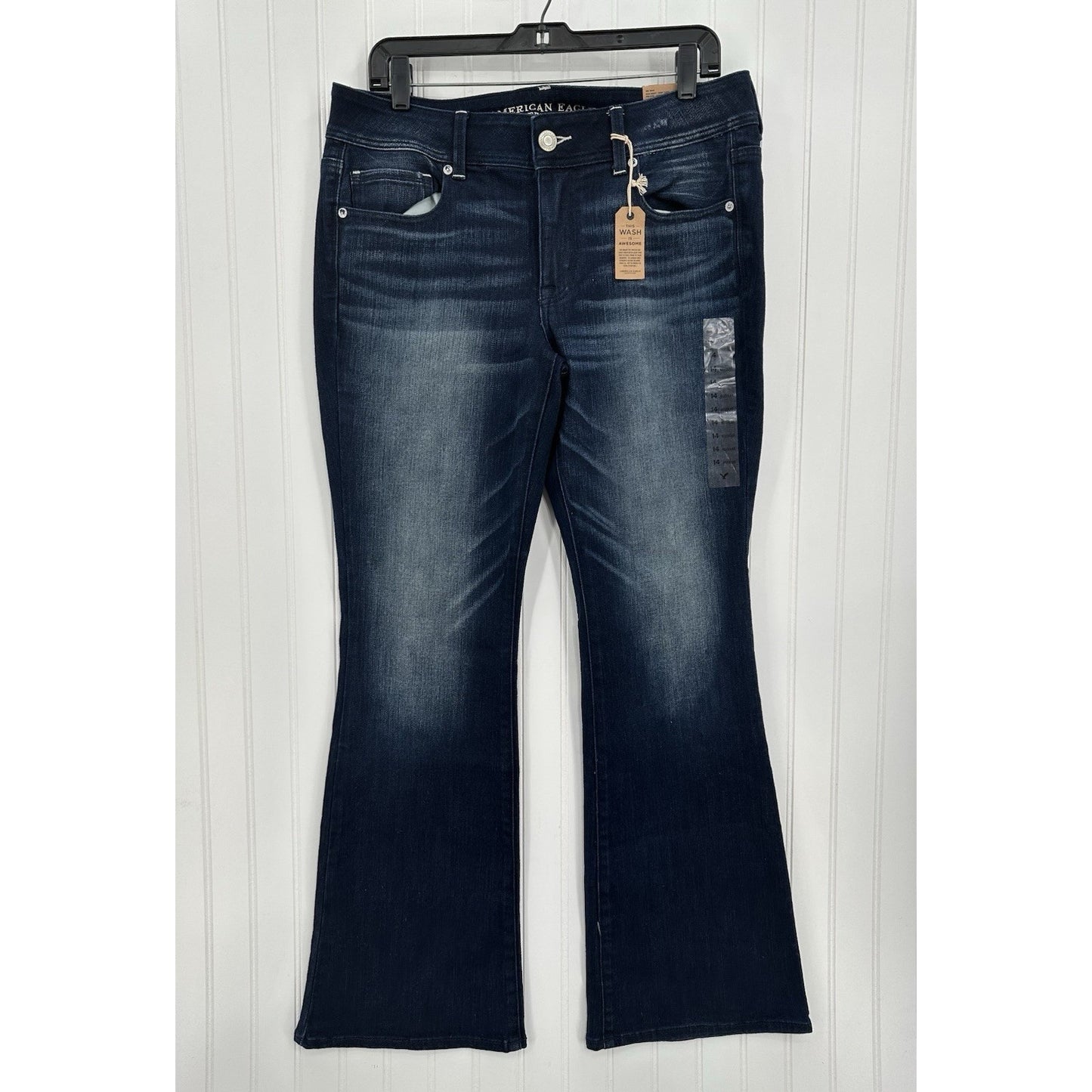 American Eagle Jeans Womens 14 Kick Boot Blue Denim Rodeo Cowboy Western NEW