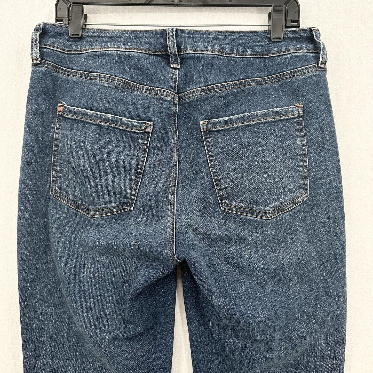 Chicos Jeans 1.5 Petite US 10 Define Me Flare Blue Denim Distress Western Cowboy