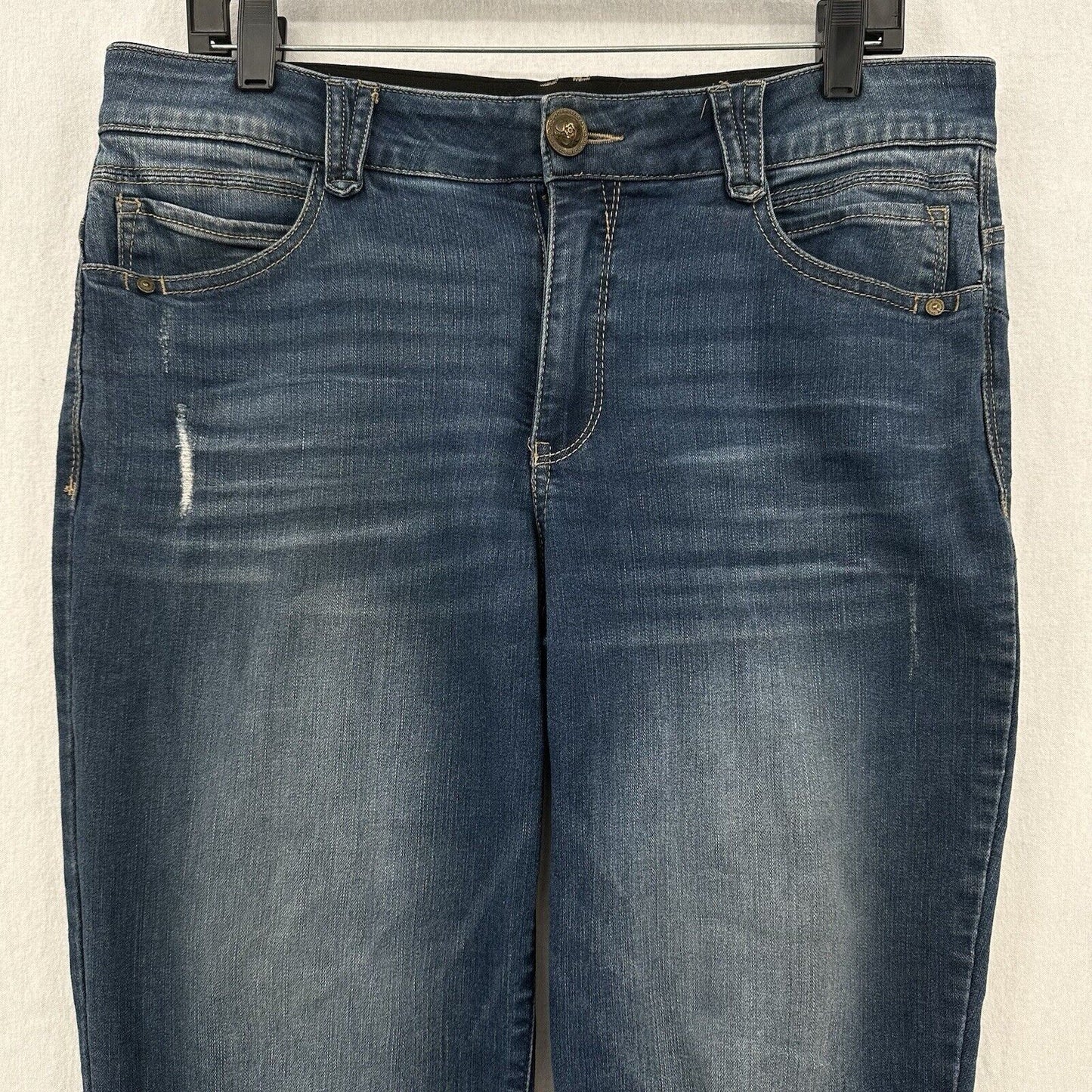 Democracy Jeans Women 12 Straight Boyfriend Ab Solution Blue Stretch Denim *Spot