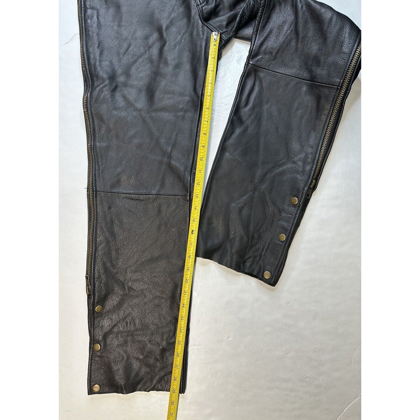 USA Bikers Over Pants Men 36x29 Black Genuine Leather Motorcycle Zipper *Smaller