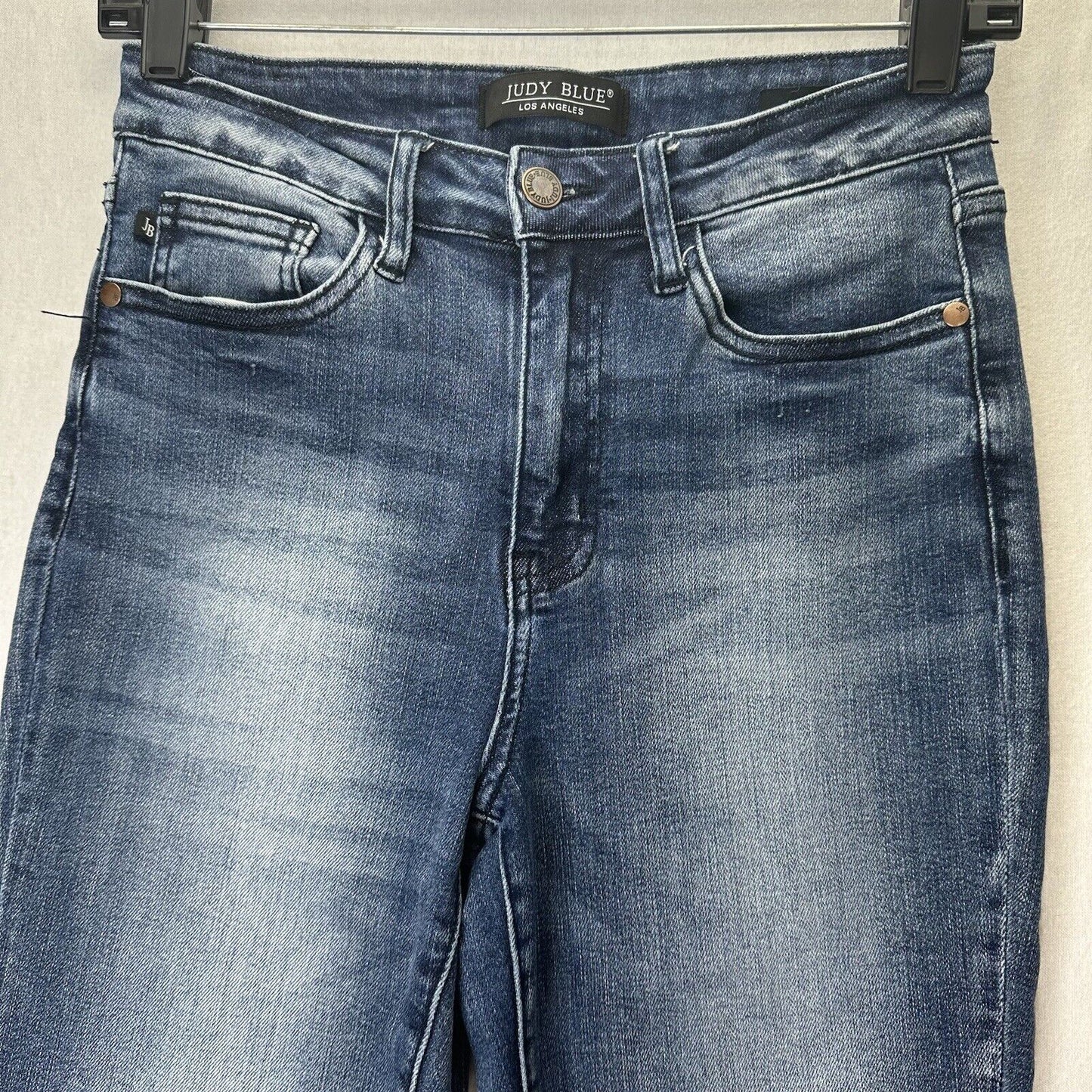Judy Blue Jeans 3 26 Relaxed Shelley High Rise Slim Straight Blue Denim Distress