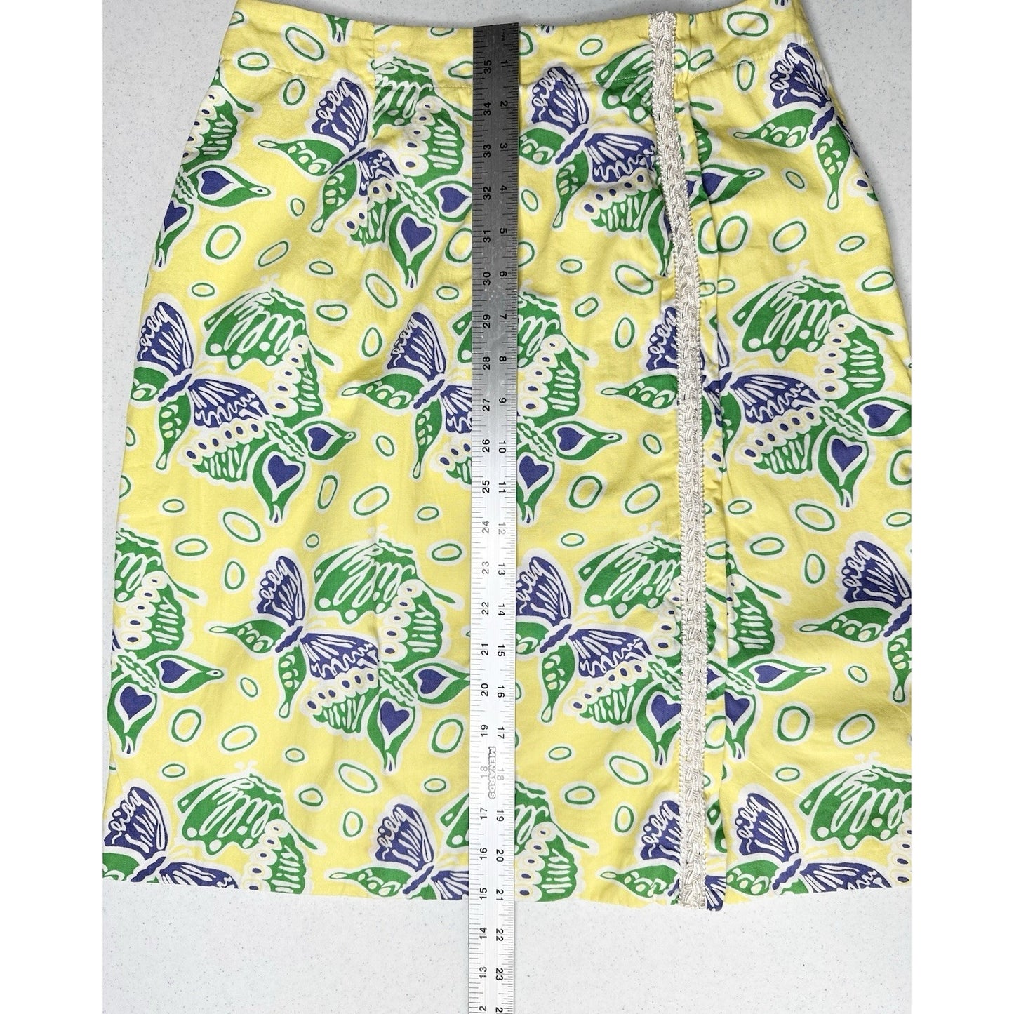 Lilly Pulitzer Skirt Womens 10 Cotton Butterfly Yellow Golf Barbie Preppy *Flaw