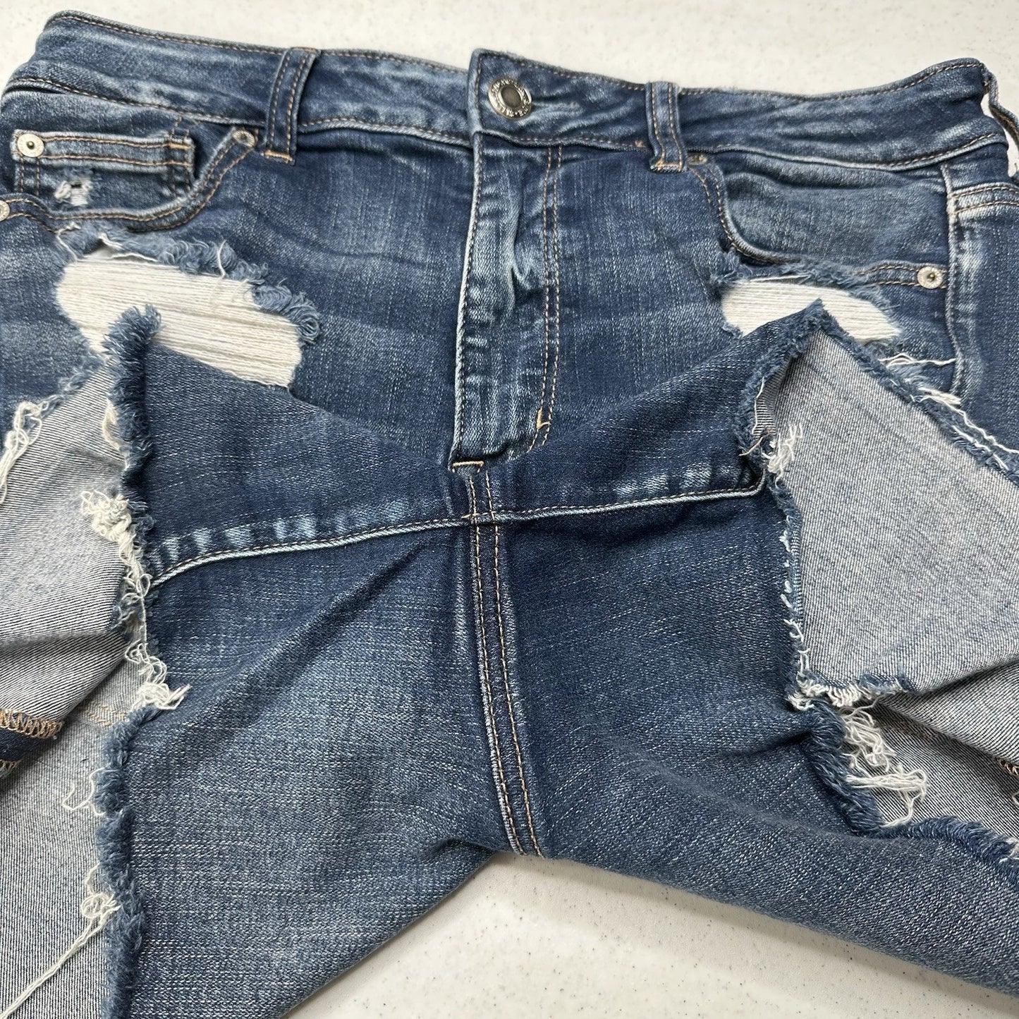 American Eagle Shorts Women 14 Hi Rise Shortie Next Level Blue Jean Denim Grunge