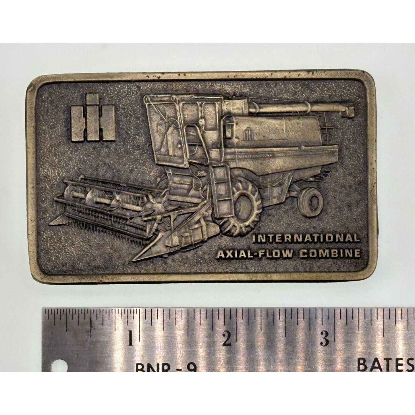 International Harvester Lewis Corp Brass Belt Buckle IH 1480 Axial-Flow Combine