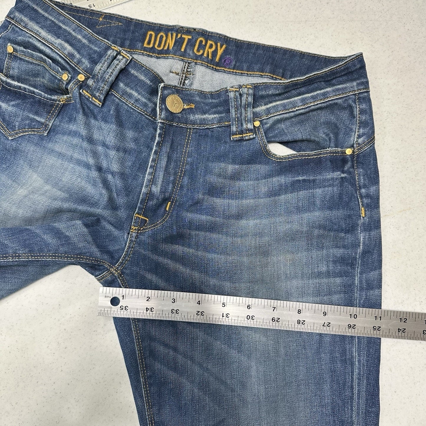 Dont Cry Milan Jeans Womens 12* Long Slim Bootcut Denim Western Cowboy *Flaws