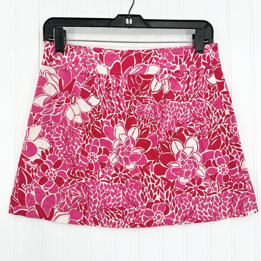 Lilly Pulitzer Skirt Womens 0 Corduroy Pink Floral Coastal Golf Barbie Beach