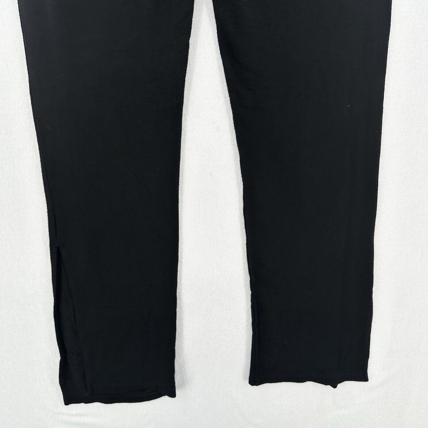 Monrow Pants Womens Small SuperSoft Straight Black Knit Pull On Split Hems Cozy