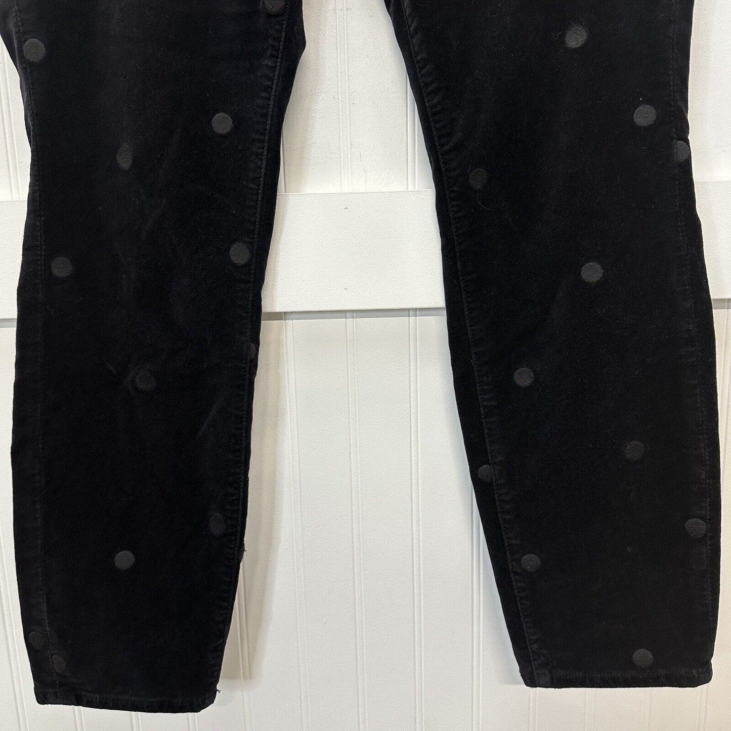 Pilcro Letterpress Jeans Womens 33 Black Velvet High Rise Skinny Polka Dots