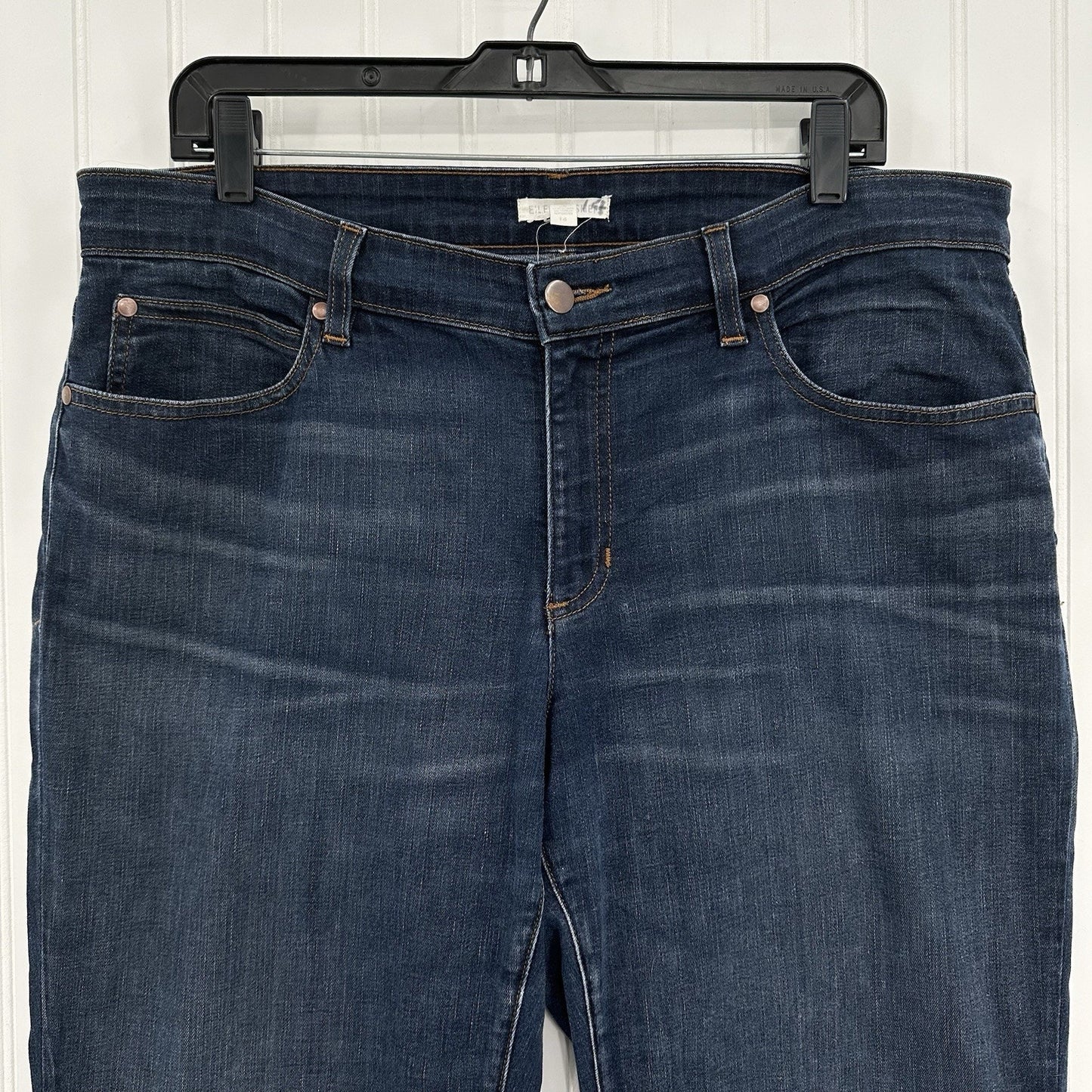 Eileen Fisher Jeans Womens 14 Boyfriend Relaxed Blue Denim Dark Organic Cotton