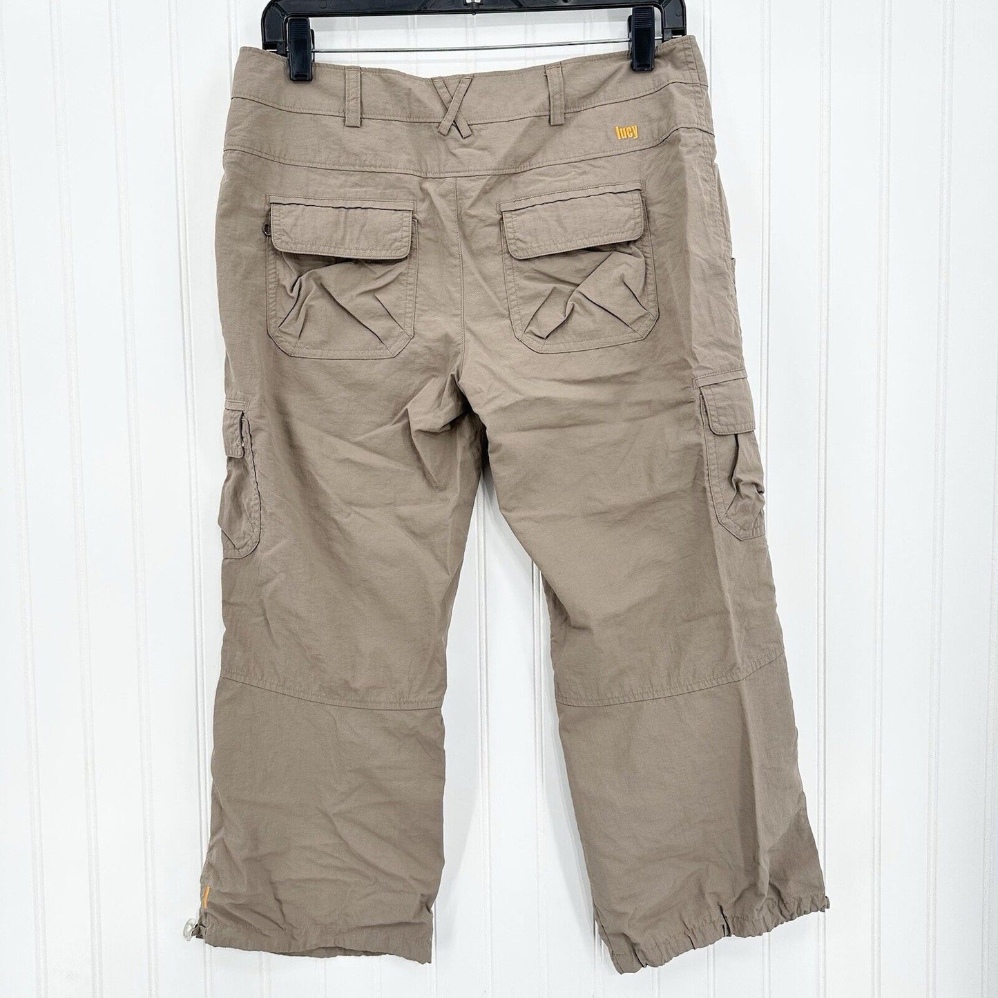 Lucy Activewear Pants Womens 6 Cargo Crop Brown Hiking Gorpcore Trail Cinch Hems