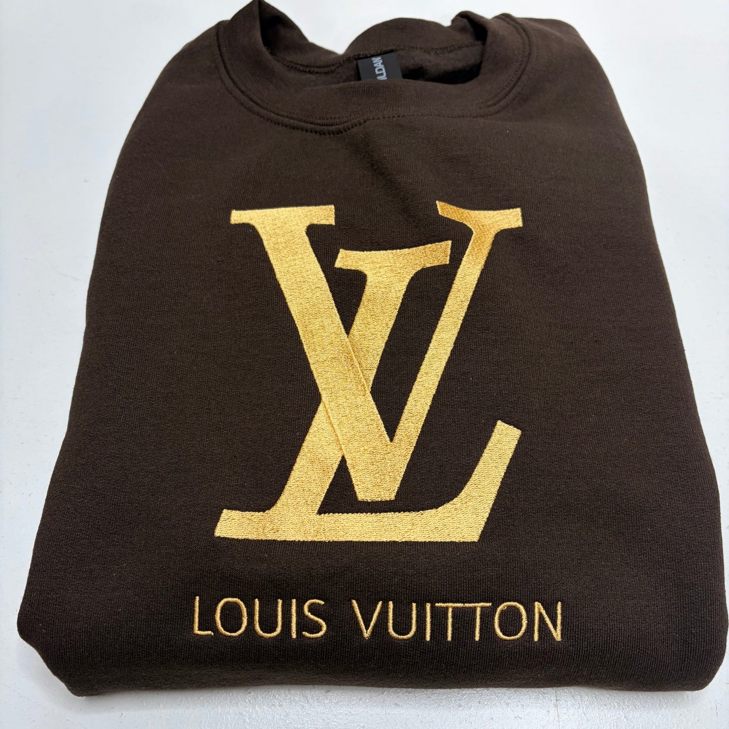 Louis Vuitton Logo Embroidered Adult Sweatshirt GOLD Font