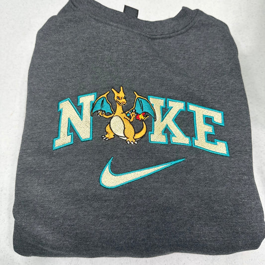 Nike Pokemon Charizard Embroidered ADULT Hoodie / Crewneck Sweatshirt Unisex