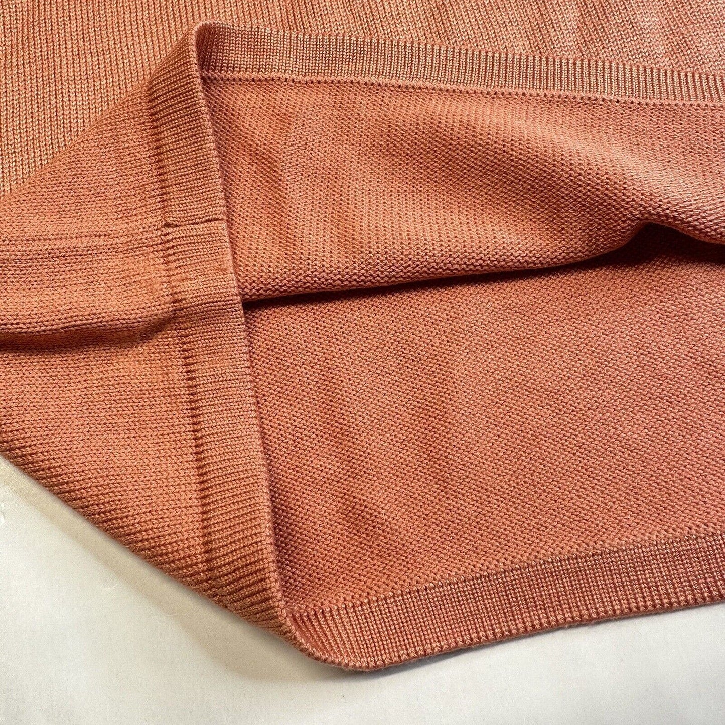 Mark Shale Top Womens Large Orange Silk Short Sleeve Knit Stretch Crewneck Shirt