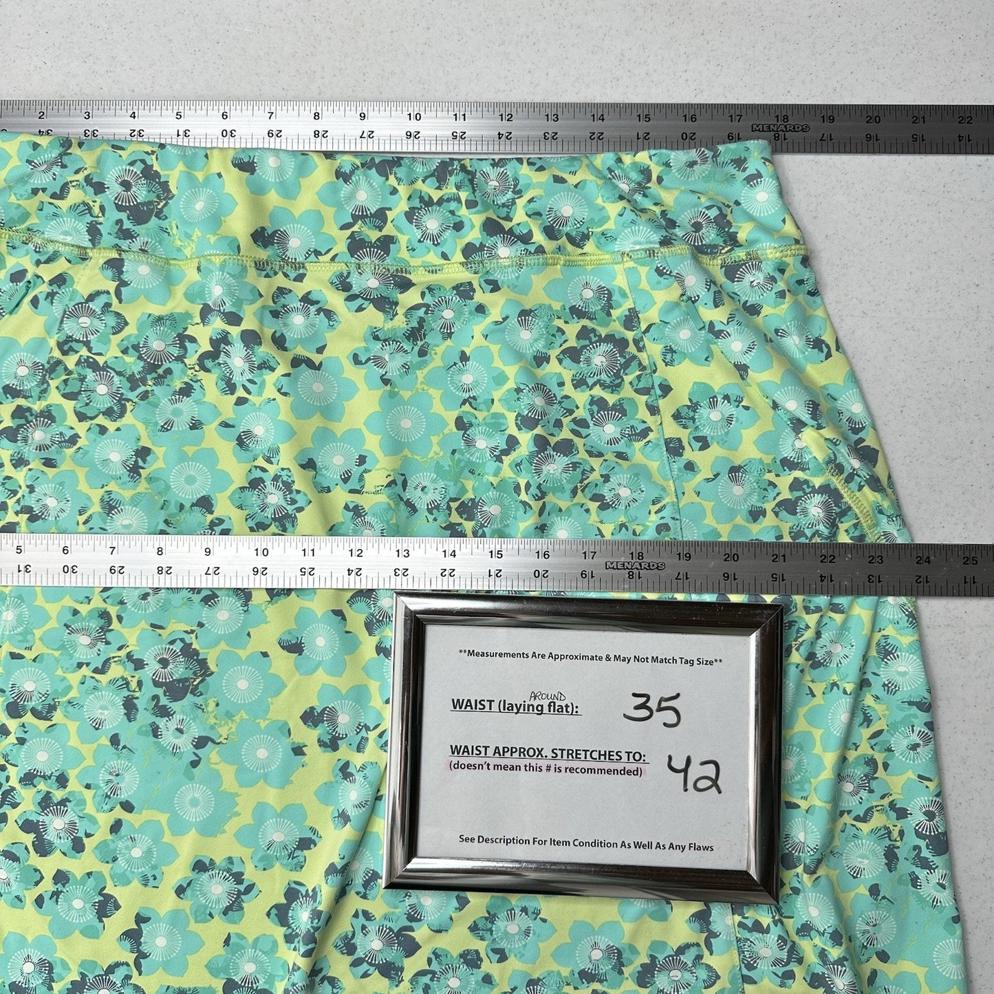 Title Nine Skirt Womens XL Diamalete Green Mint Floral Zip Pockets Golf EUC