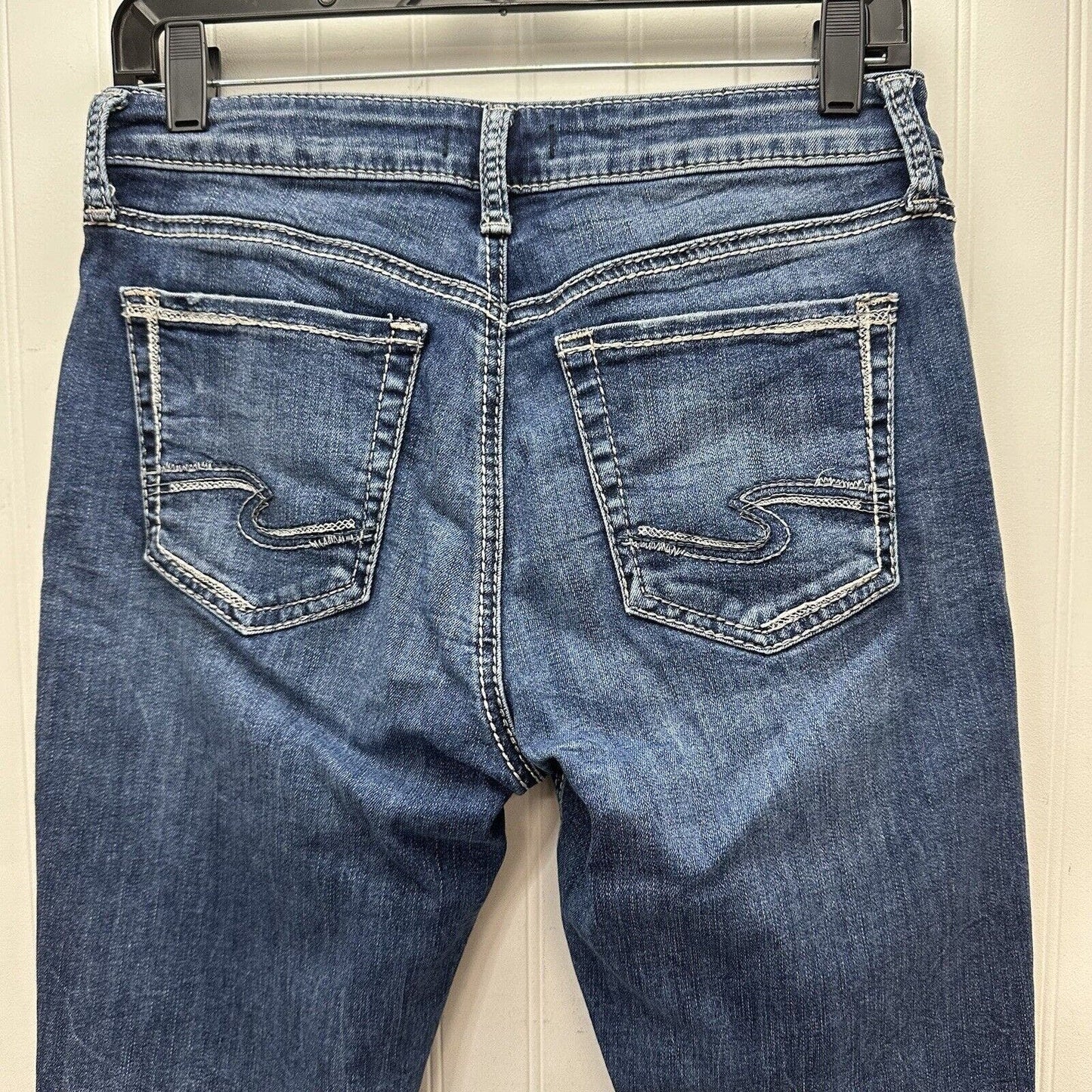 Silver Jeans Women 28 Avery Skinny Curvy Stretch Denim Blue Medium Wash Distress