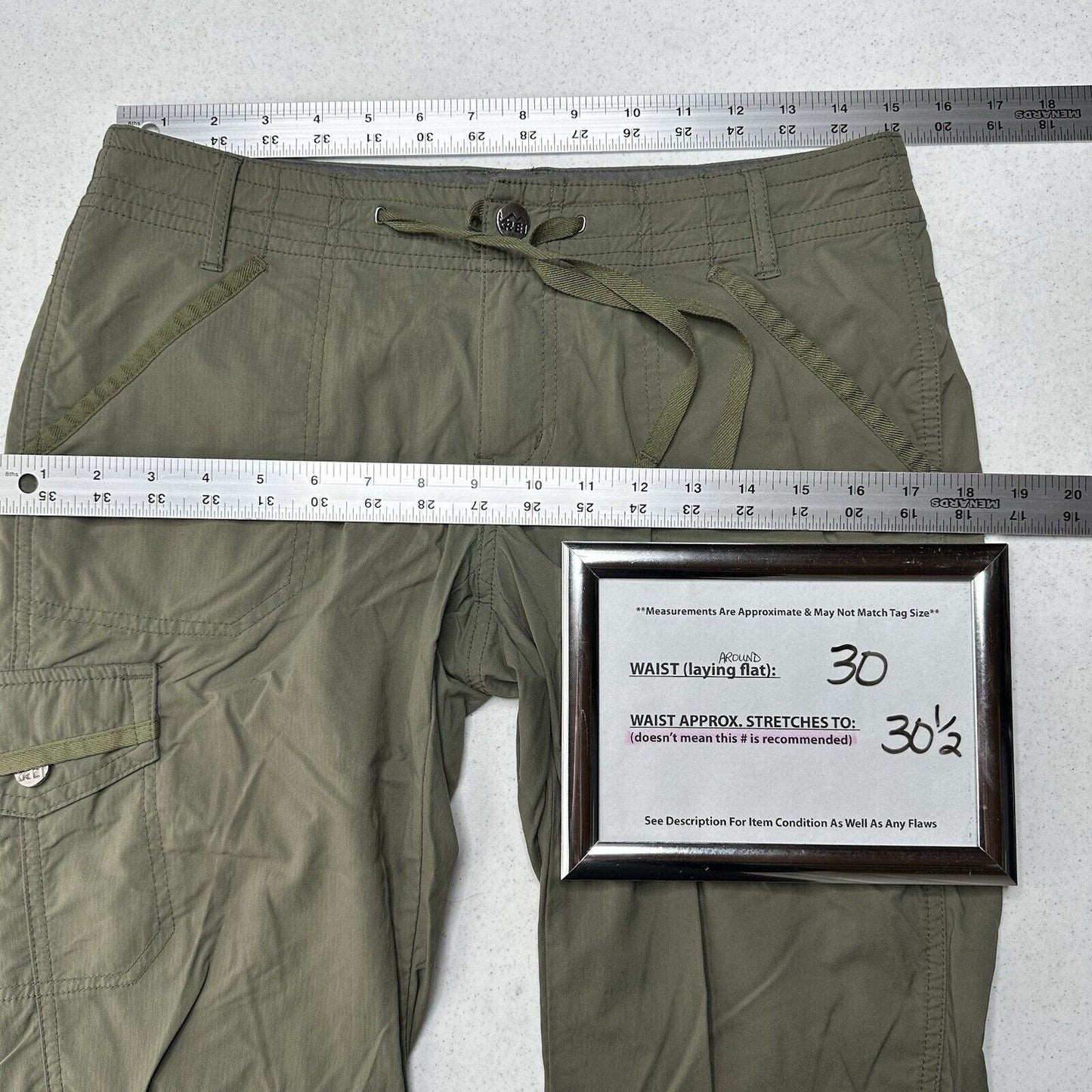 REI Pants Womens 4 Roll Up Convertible Green Hiking Gorpcore Trail Outdoor *Spot