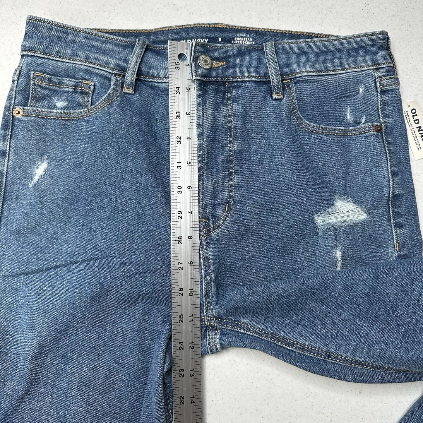 Old Navy Jeans Womens 8 Tall Rockstar Super Skinny High Rise Denim Distress NEW
