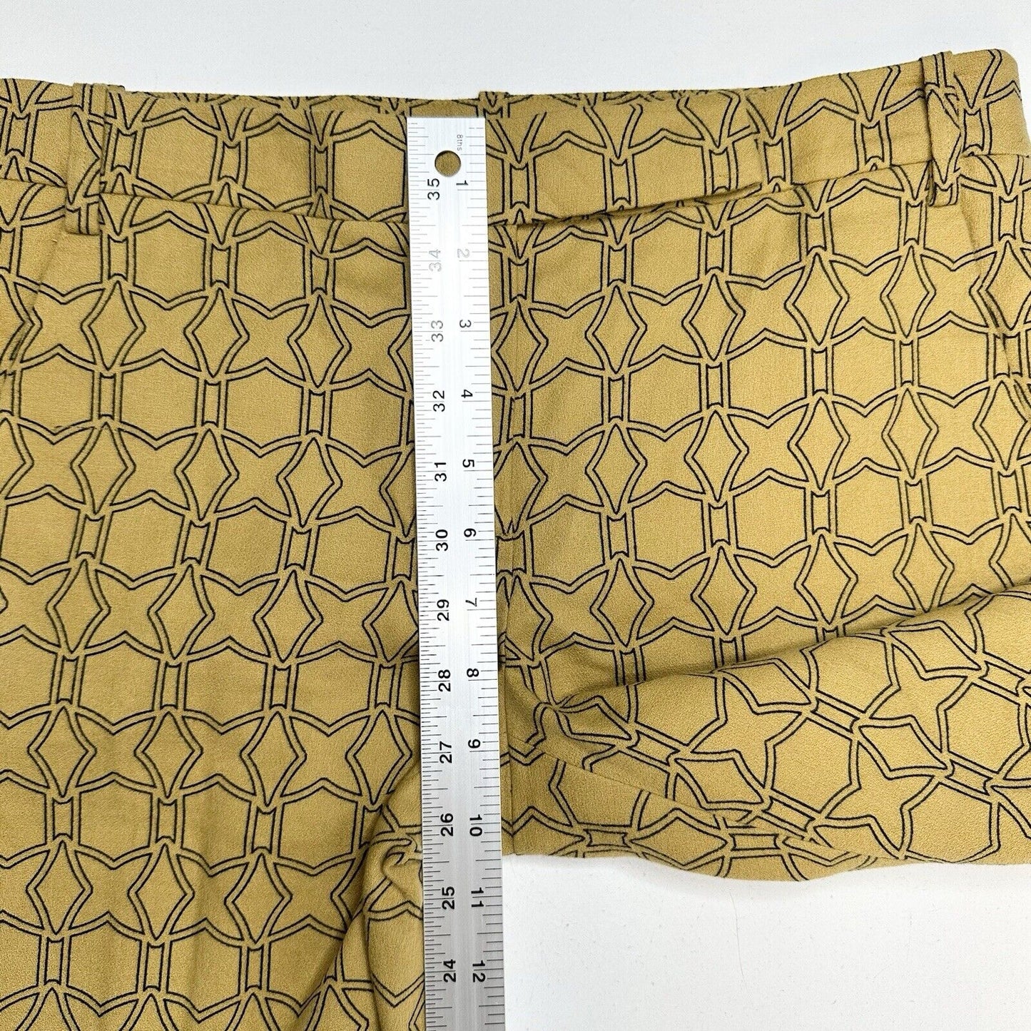 Tibi Pants Womens 2 Slim Crop Mustard Yellow Cotton Throwing Stars Career Preppy