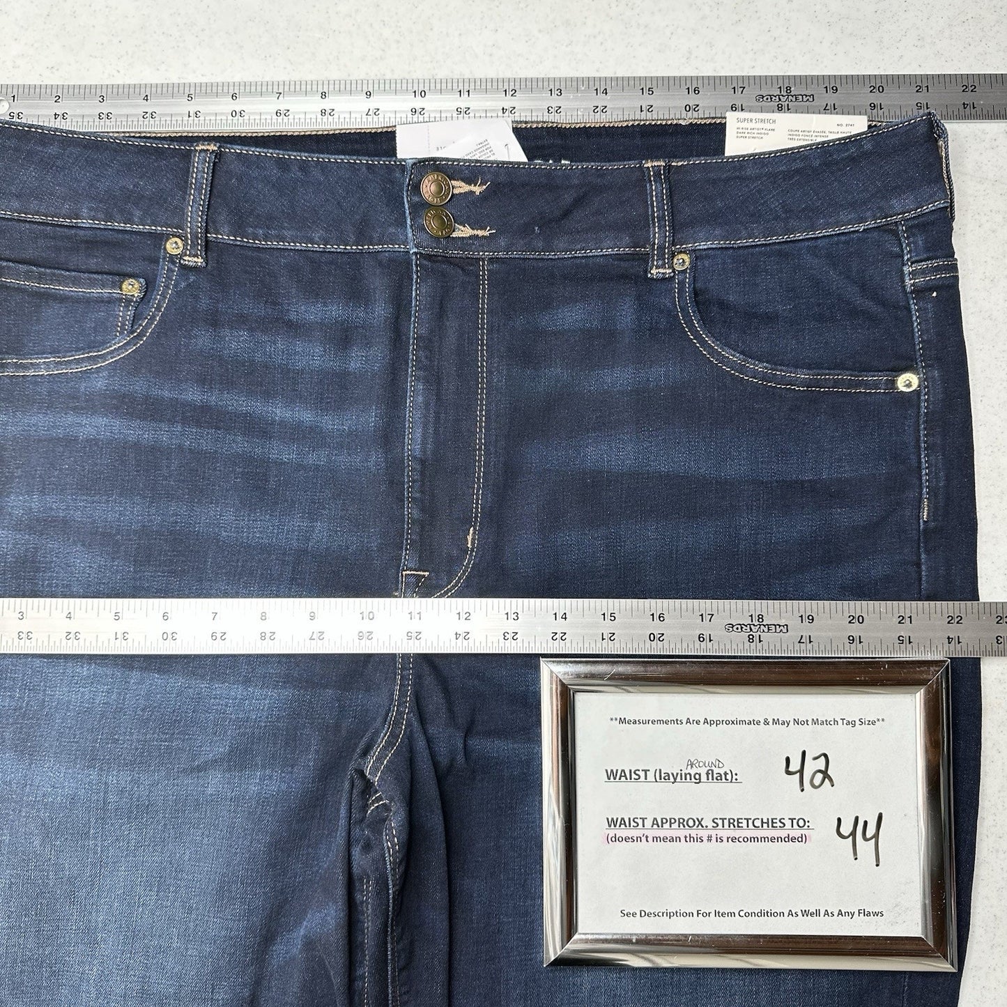 American Eagle Jeans Womens 22 Hi Rise Artist Flare Super Stretch Blue Denim NEW