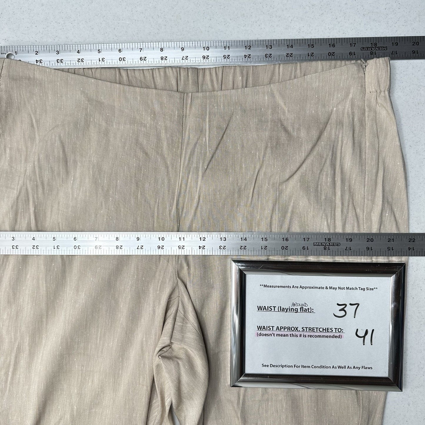 J Jill Pants Women XL Linen Blend Beige Tapered Ankle Coastal Beach Minimal NEW