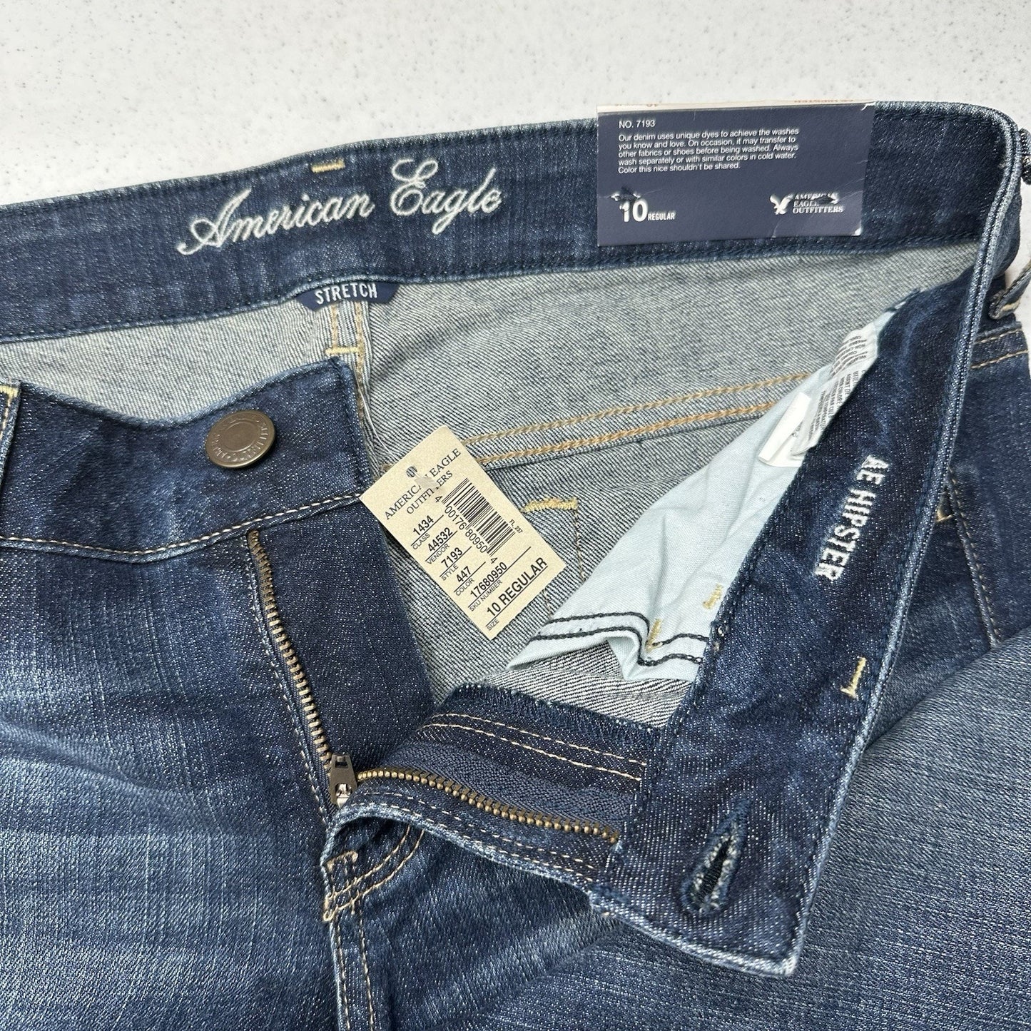 American Eagle Jeans Womens 10 Hipster Flare Denim Festival Western NEW *Defect