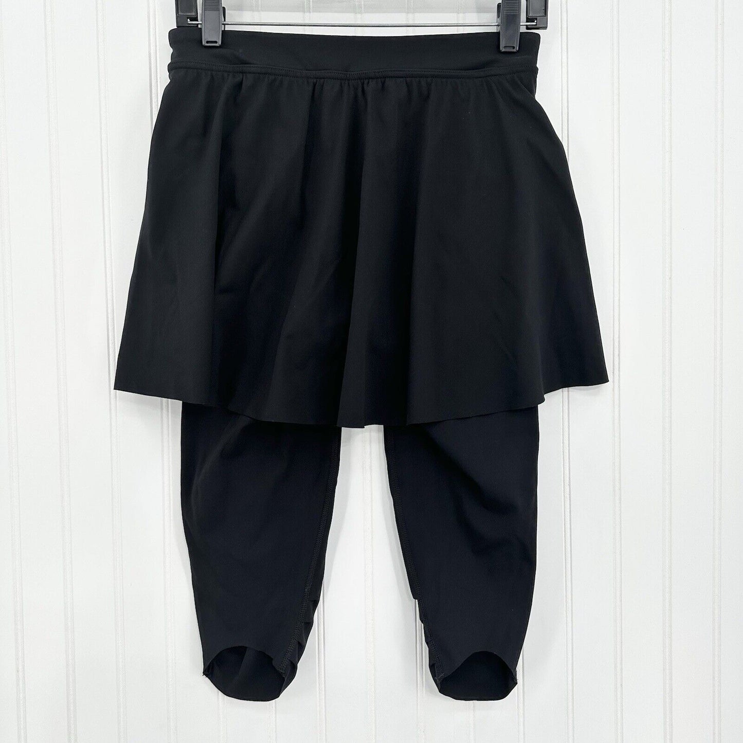 Spanx Leggings Womens Medium Booty Boost Skirted Pants Black Active Pocket EUC