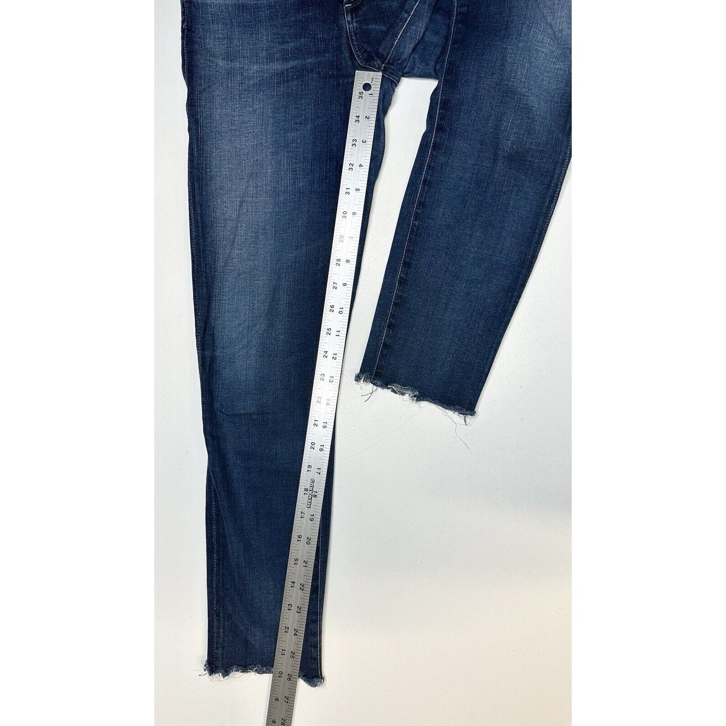 AGOLDE Jeans Womens 28 Sophie Crop Blue Denim Dark Wash Skinny Raw Hem Fray