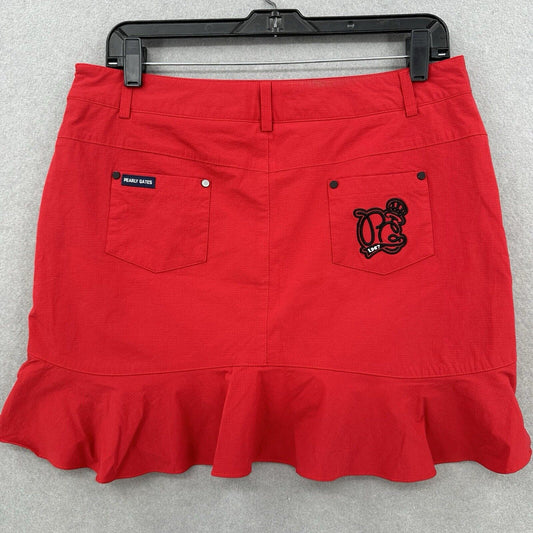 Pearly Gates Golf Skort Womens US 12 Pickleball Red Ripstop Skirt/Shorts EUC