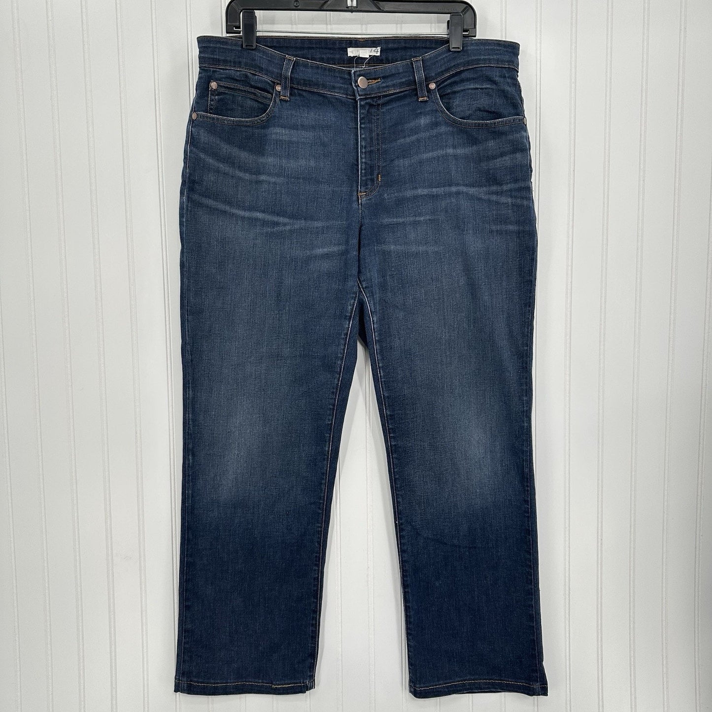 Eileen Fisher Jeans Womens 14 Boyfriend Relaxed Blue Denim Dark Organic Cotton