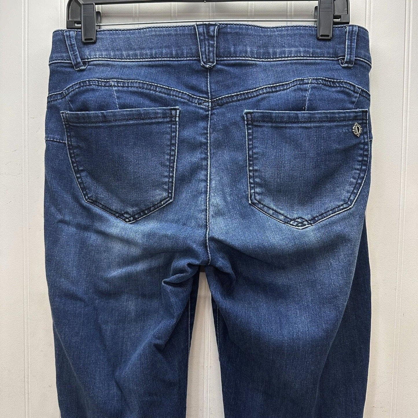 Democracy Jeans 8 Skinny Ab Solution Blue Stretch Denim Distressed Tummy Control