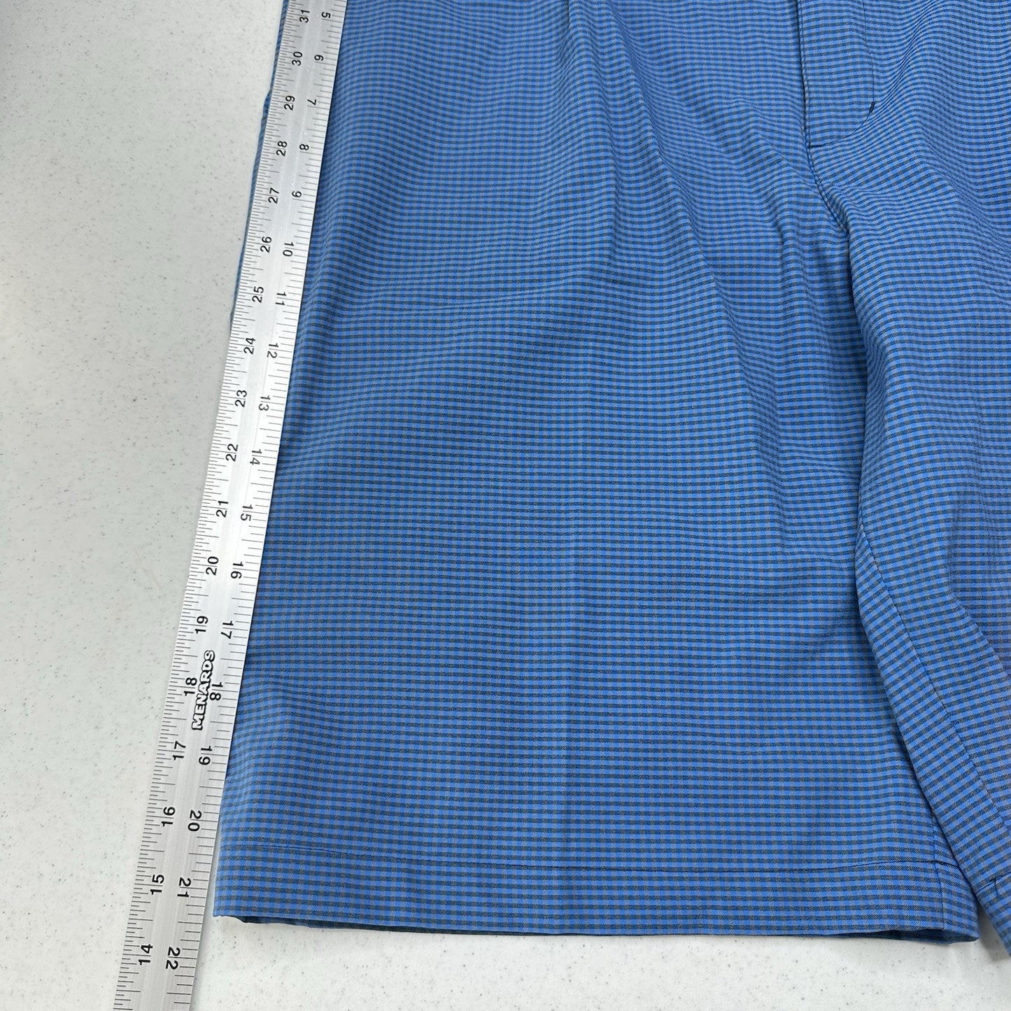 Adidas Shorts Mens 38 Ultimate 365 Chino Blue Gingham Check 10.5" Long NEW