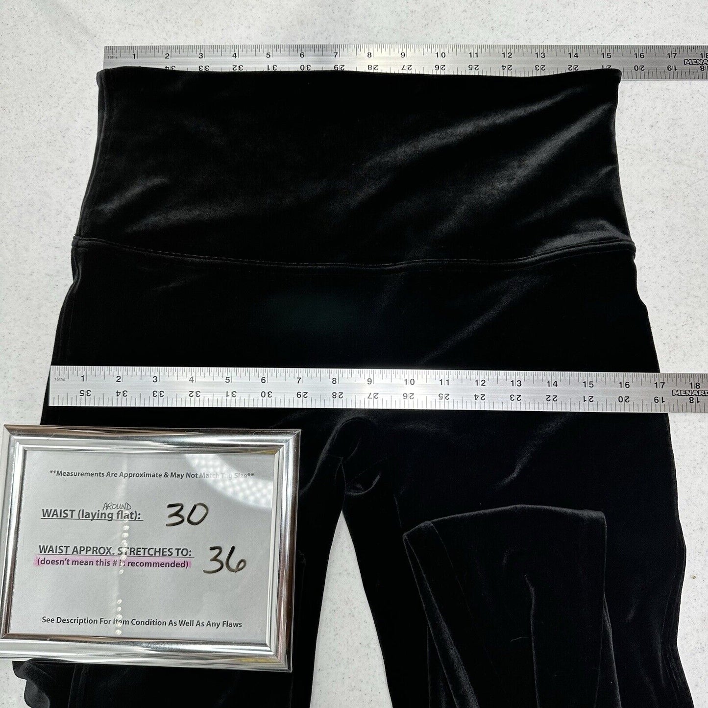 Spanx Leggings Womens 1X Black Velvet Pants Pull On Slimming Goth Emo Y2K EUC